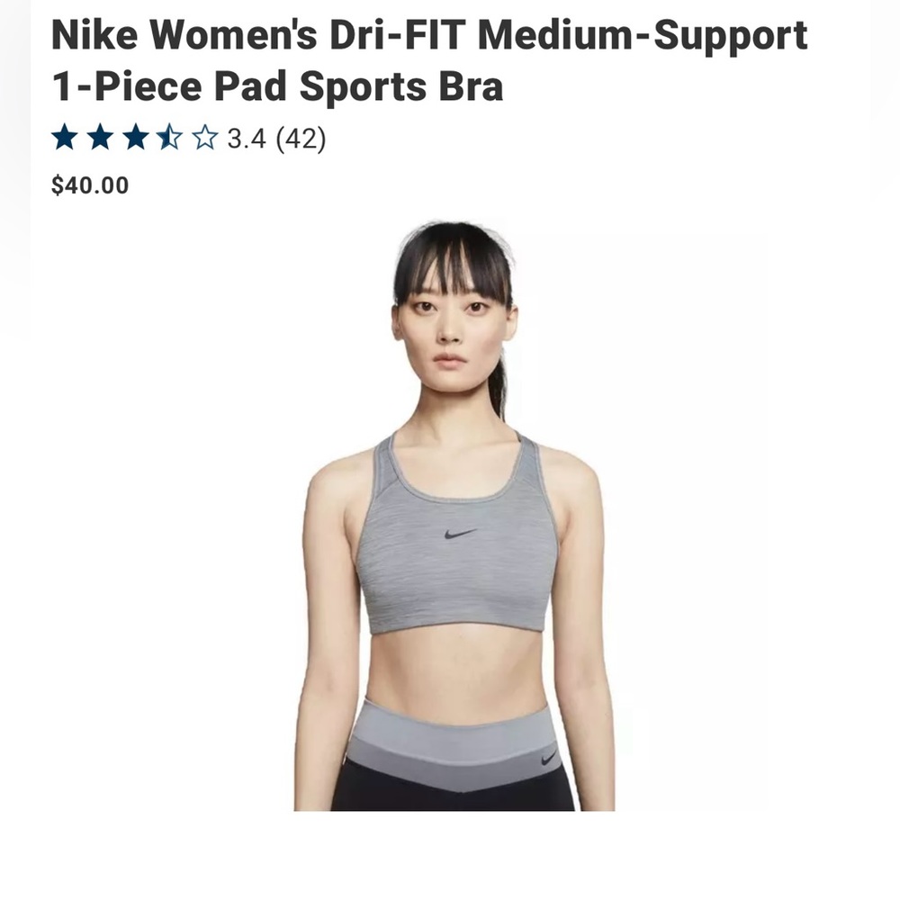 Nike Women's Dri-FIT Medium-Support
1-Piece Pad Sports Bra